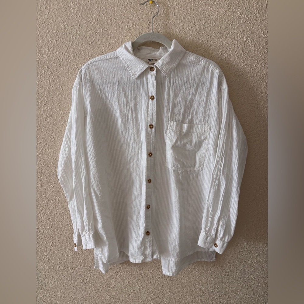 Billabong Right On Woven Seersucker Top Button Down L - Picture 3 of 8